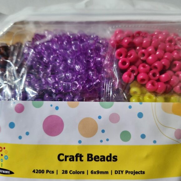 NEW 4200 Pony Beads Kandi 28 Colors Plastic Beads for Craft Bracelets Hair Beads - Picture 7 of 12